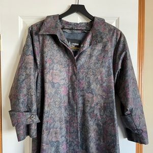 Vintage London Fog Wool Lined Floral Trench Coat Sz 8